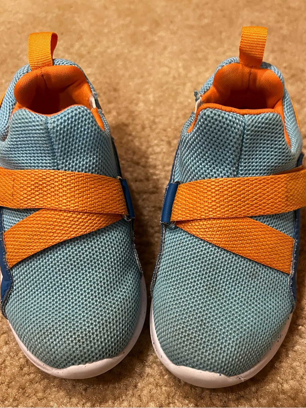 Toddler size 8 Lightweight Slip-On Sneakers in Aqua and Orange